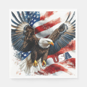 Serviette En Papier Aigle américain patriotique - Drapeau américain au
