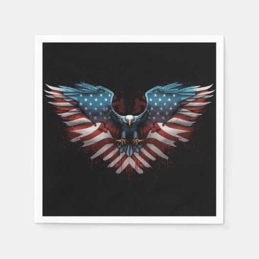 Serviette En Papier aigle avec drapeau américain (Devant)