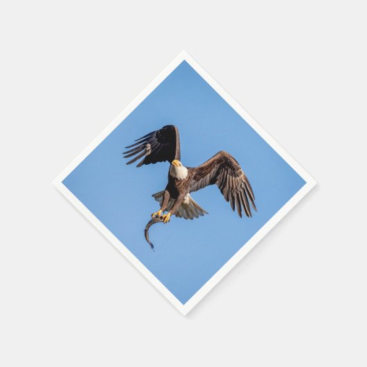Serviette En Papier Aigle Bald avec un poisson (Coin)