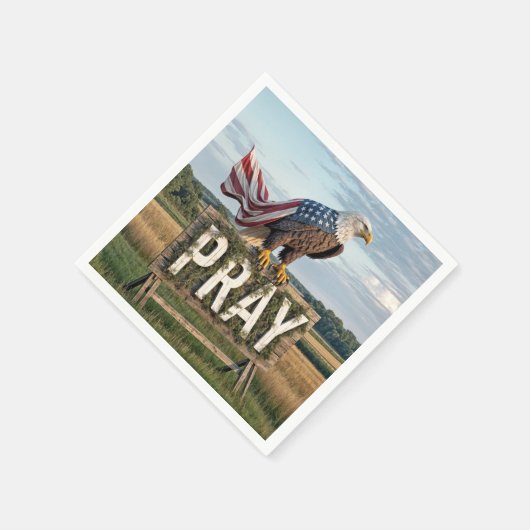 Serviette En Papier Aigle Balle Perché Sur Le Signe Prier (Coin)