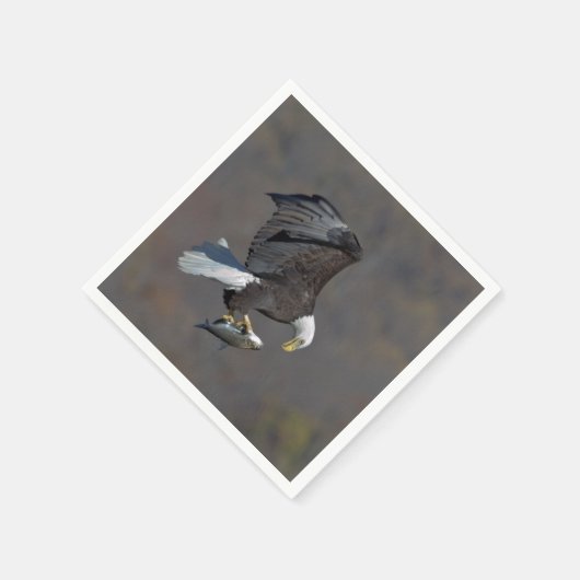 Serviette En Papier Aigle chauve regardant un poisson (Coin)