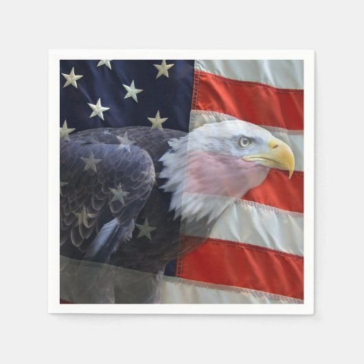 Serviette En Papier Aigle et drapeau américains (Devant)