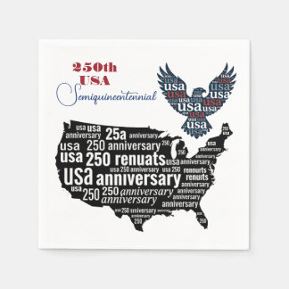 Serviette En Papier Aigle Patriotique 250e Carte USA Rouge Bleu Art Vi