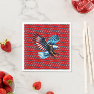 Serviette En Papier Aigle Patriotique Américain Rouge Blanc Bleu