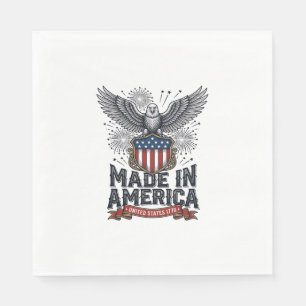 Serviette En Papier Aigle Patriotique Fabriqué en Amérique Vintage