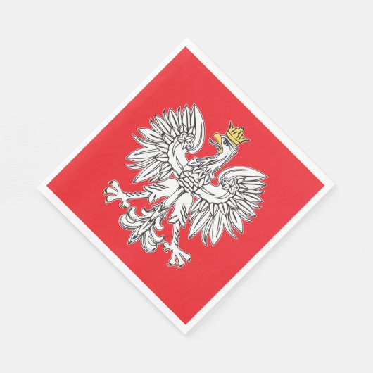 Serviette En Papier Aigle Polonais Avec Papier Couronne Or Napkin (Coin)