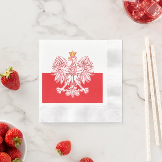 Serviette En Papier Aigle Polonais En Rouge (En situation)