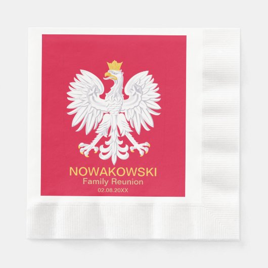 Serviette En Papier Aigle polonaise 🦅 Polski Pologne Crête rouge (Devant)