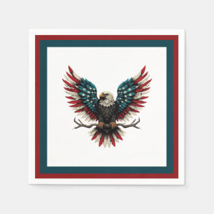 Serviette En Papier Aigle rustique patriotique américain/américain cha