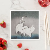 Serviette En Papier Aigrettes japonaises Grues Koson Neige d'hiver (En situation)