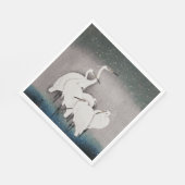 Serviette En Papier Aigrettes japonaises Grues Koson Neige d'hiver (Coin)