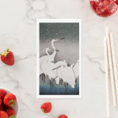 Serviette En Papier Aigrettes japonaises Grues Koson Neige d'hiver (En situation)