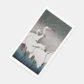 Serviette En Papier Aigrettes japonaises Grues Koson Neige d'hiver (Coin)