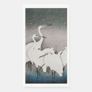 Serviette En Papier Aigrettes japonaises Grues Oiseau Hiver Neige Art