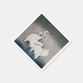 Serviette En Papier Aigrettes japonaises Koson Grues Neige Hiver (Coin)