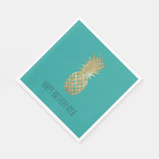 Serviette En Papier Aiguille verte dorée (Coin)