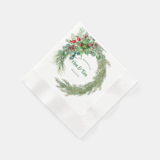 Serviette En Papier aiguilles de pin rouge mariage de couronne (Coin)