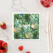 Serviette En Papier Aiguilles Feuilles tropicales bleues (En situation)