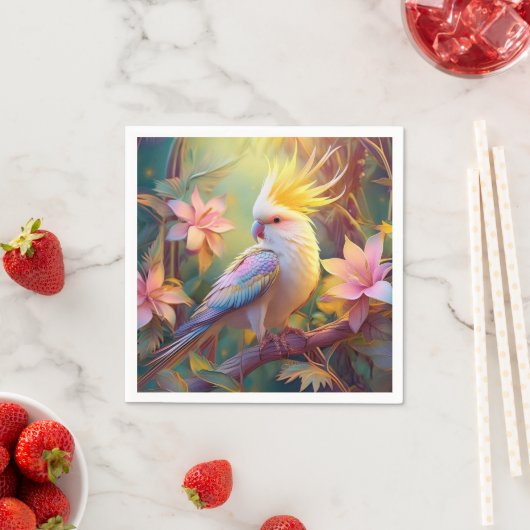 Serviette En Papier Aile Iridescente Cockatiel Imaginaire Oiseau (En situation)