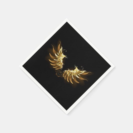 Serviette En Papier Ailes d'Ange d'or sur arrière - plan noir (Coin)
