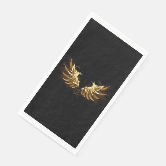 Serviette En Papier Ailes d'Ange d'or sur arrière - plan noir (Coin)