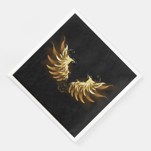 Serviette En Papier Ailes d'Ange d'or sur arrière - plan noir (Coin)
