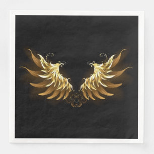 Serviette En Papier Ailes d'ange dorées sur fond noir