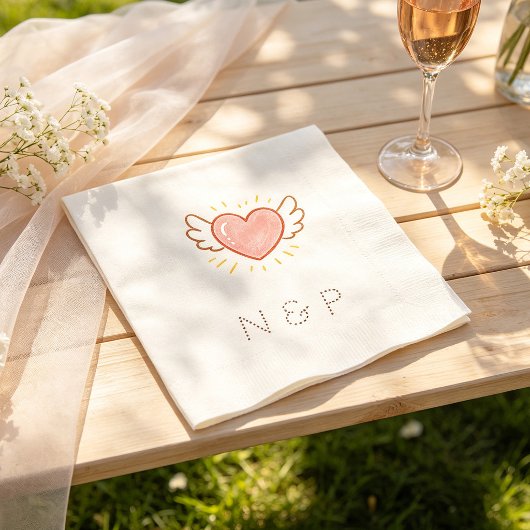 Serviette En Papier Ailes de l'amour et cœur modifiables