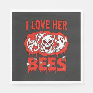 Serviette En Papier Aime ses abeilles crâne chauve-souris fantôme sang