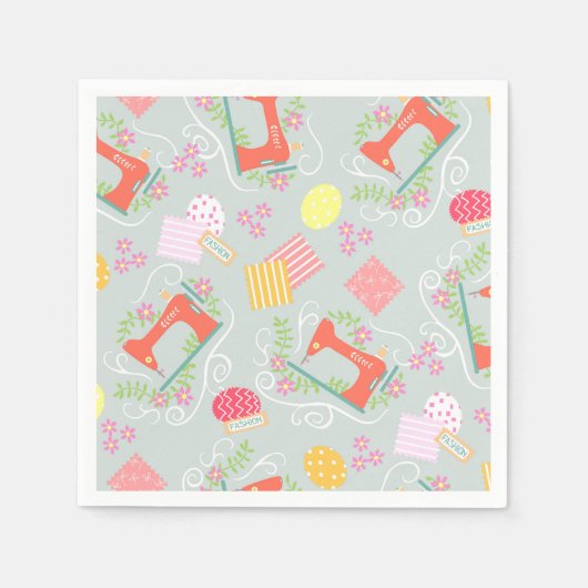 Serviette En Papier Aimer Coudre Gris (Devant)