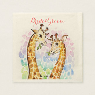 Serviette En Papier Aimer girafe jour de mariage aquarelle