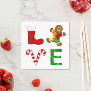 Serviette En Papier Aimer l'autisme Noël
