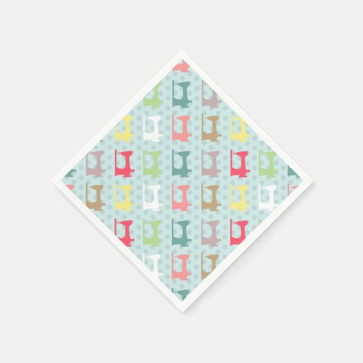 Serviette En Papier Aimer Machine à coudre bleu (Coin)