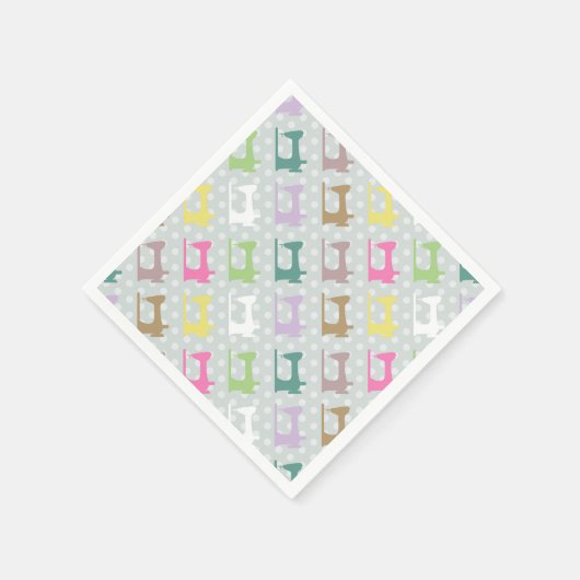 Serviette En Papier Aimer Machine à coudre gris (Coin)