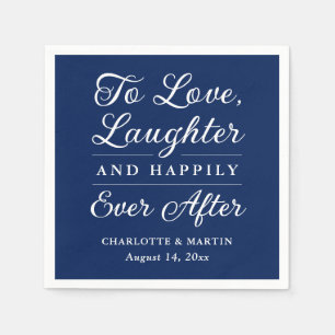 Serviette En Papier Aimer rire Mariage bleu marine