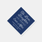 Serviette En Papier Aimer rire Mariage bleu marine (Coin)