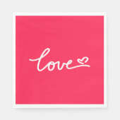 Serviette En Papier Aimer texte blanc sur rose (Devant)