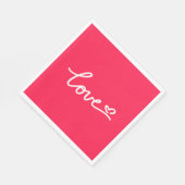 Serviette En Papier Aimer texte blanc sur rose (Coin)