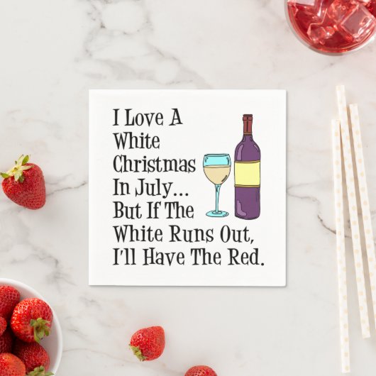 Serviette En Papier Aimez Un Noël Blanc En Juillet Vin Serviettes (En situation)