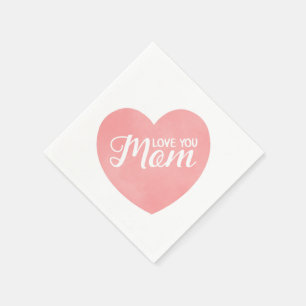 Serviette En Papier Aimez votre mère dans le coeur rose, la conception