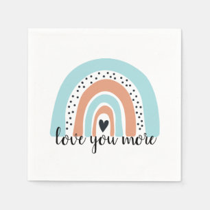 Serviette En Papier Aimez-vous plus Rainbow Heart Blue Peach