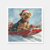 Serviette En Papier Airedale Chien dans la boue Laisser neiger Noël (Devant)