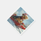 Serviette En Papier Airedale Chien dans la boue Laisser neiger Noël (Coin)