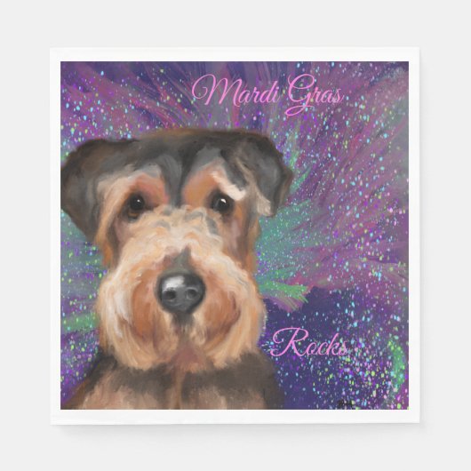 Serviette En Papier Airedale Mardi Gras (Devant)