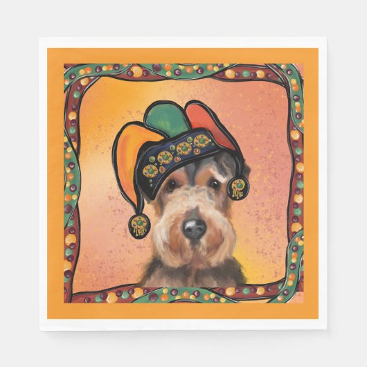 Serviette En Papier Airedale Mardi Gras (Devant)