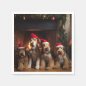 Serviette En Papier Airedale près de la cheminée Noël (Devant)