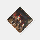 Serviette En Papier Airedale près de la cheminée Noël (Coin)