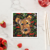 SERVIETTE EN PAPIER AIREDALE TERRIER (En situation)