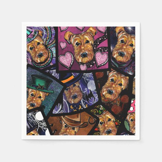 SERVIETTE EN PAPIER AIREDALE TERRIER (Devant)