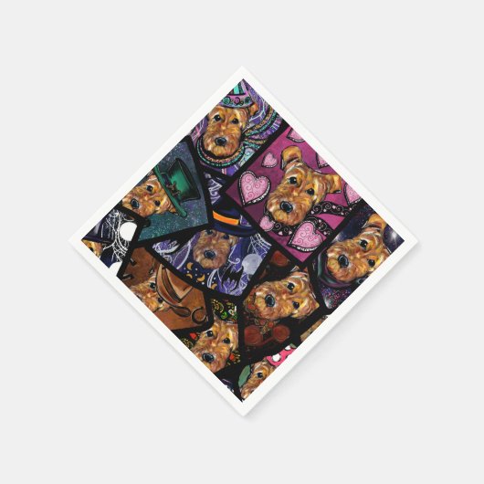 SERVIETTE EN PAPIER AIREDALE TERRIER (Coin)